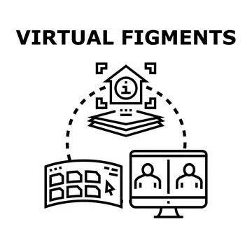 Virtual figments concept illustrating digital interaction and online spaces Stock Illustration