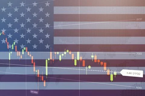 Virtual financial graph on flag of Germany. Forex and investment concept 스톡 사진