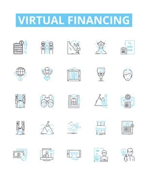Virtual financing vector line icons set. Virtual, Financing, Money, Investment Stock Illustration