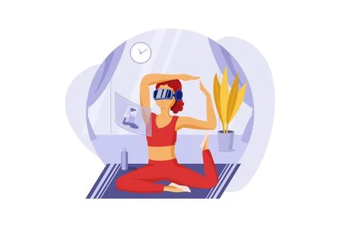Virtual Fitness Using Virtual Reality Tech Stock Illustration