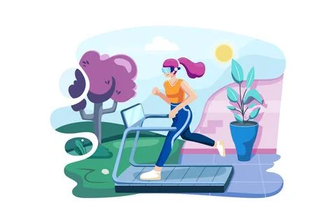 Virtual fitness using VR tech イラスト素材