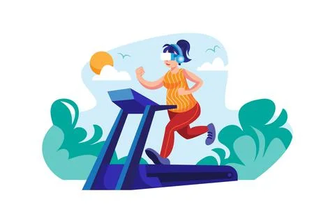 Virtual fitness using VR tech Illustrazione stock