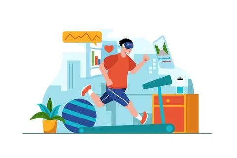Virtual Fitness using VR Tech Illustrazione stock