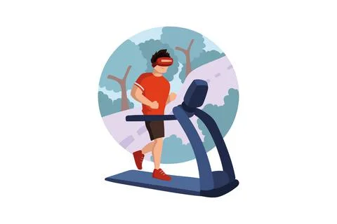 Virtual fitness using VR tech Illustrazione stock