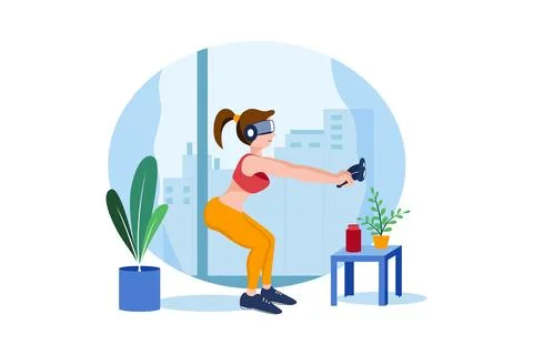 Virtual Fitness Using VR Tech イラスト素材
