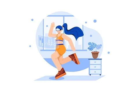 Virtual fitness using VR tech Stock Illustration
