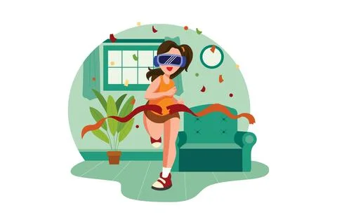 Virtual fitness using VR tech Stock Illustration