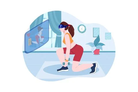 Virtual Fitness Using VR Tech Illustrazione stock
