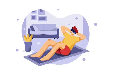 Virtual Fitness Using VR Tech 스톡 일러스트