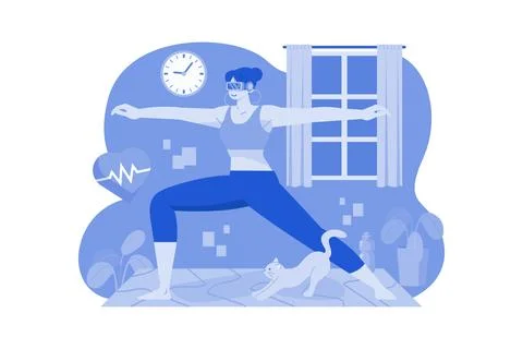Virtual Fitness using VR Tech 스톡 일러스트