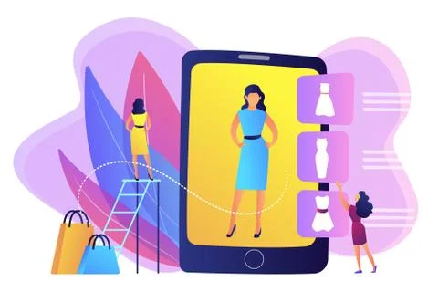 Virtual fitting room concept vector illustration. 스톡 일러스트