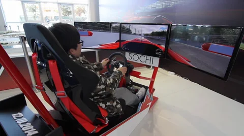 Virtual Formula 1 track bolid. Sochi 2014 Stock-Footage 36763283