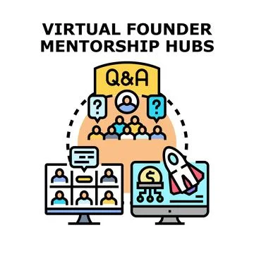 Virtual founder mentorship hubs program development Stock-Illustration