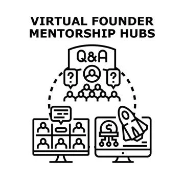 Virtual founder mentorship hubs program development 库存插图