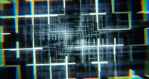 Virtual futuristic abstract cyberspace animation Stock Footage 263192653