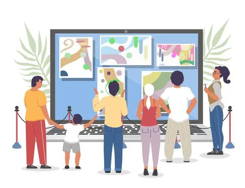 Virtual gallery vector online museum tour concept Stock Illustration