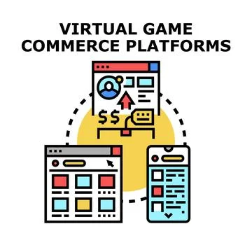 Virtual game commerce platforms concept vector icon Stock Illustration