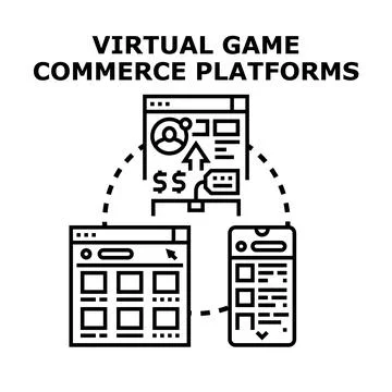 Virtual game commerce platforms concept vector icon Stock-Illustration
