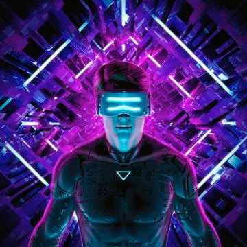 Virtual gamer man Illustrazione stock