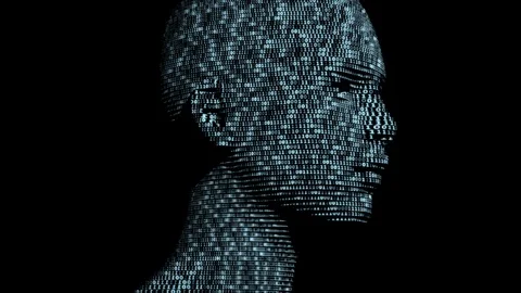Virtual Girl made of digital data. Vidéo 89666647