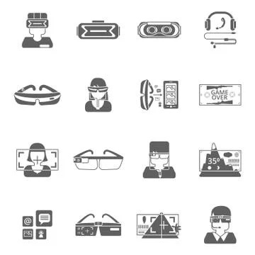 Virtual Glasses Icon Set Stock Illustration