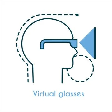 Virtual glasses line icon Stock Illustration