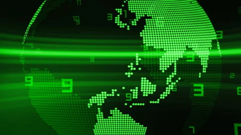Virtual globe cyber space world digitalization concept. Worldwide supercomputers Stock Footage 277140503
