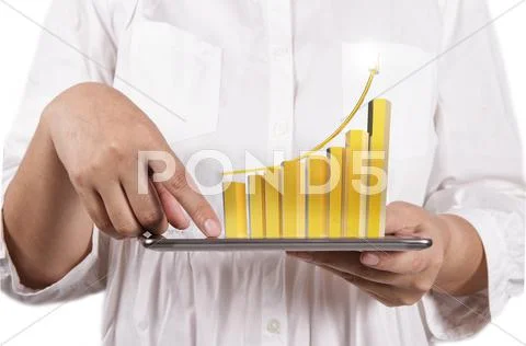 Virtual gold graph with tablet computer Stock Illustration
