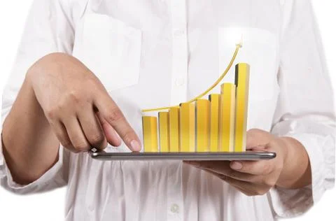 Virtual gold graph with tablet computer Stock Illustration