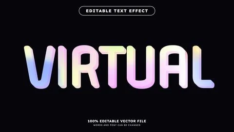 Virtual gradient text effect editable holographic modern typography style Stock Illustration