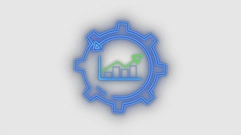 Virtual graph with up arrow inside cogwheel on transparent background. Stock Footage 313372041