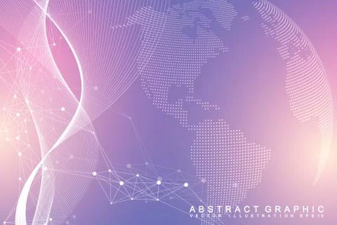 Virtual Graphic Abstract Background Communication with World Globe. Perspective Stock Illustration