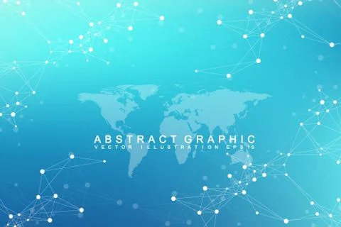 Virtual Graphic Abstract Background Communication with World Map. Perspective Stock Illustration