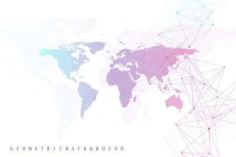 Virtual Graphic Abstract Background Communication with World Map. Perspective Illustrazione stock