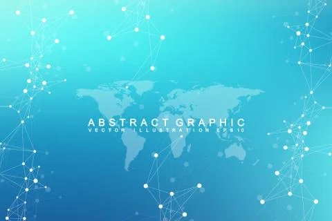 Virtual Graphic Abstract Background Communication with World Map. Perspective Illustrazione stock