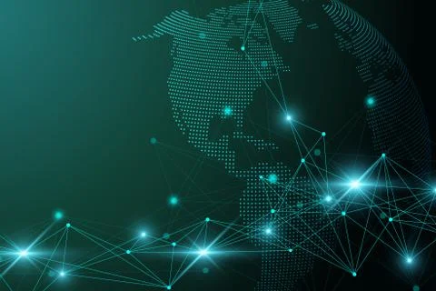 Virtual Graphic Abstract Background Communication with World Globe. Perspective Stock Illustration