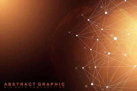Virtual Graphic Abstract Background Communication with World Globe. Perspective Stock Illustration