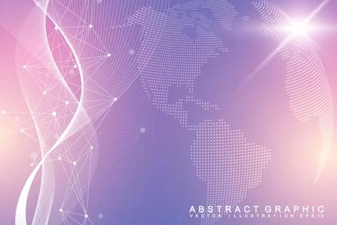 Virtual Graphic Background Communication with World Globe. A sense of science Stock Illustration