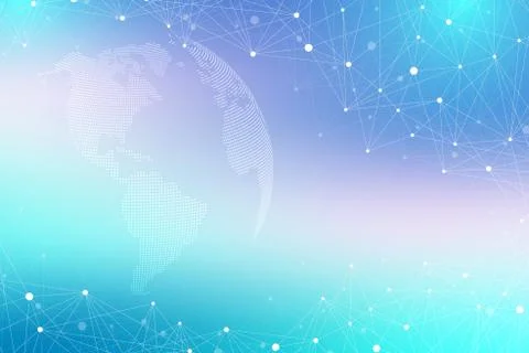 Virtual Graphic Background Communication with World Globe. A sense of science Stock Illustration