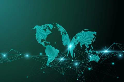 Virtual Graphic Background Communication with World Globe. A sense of science Stock Illustration