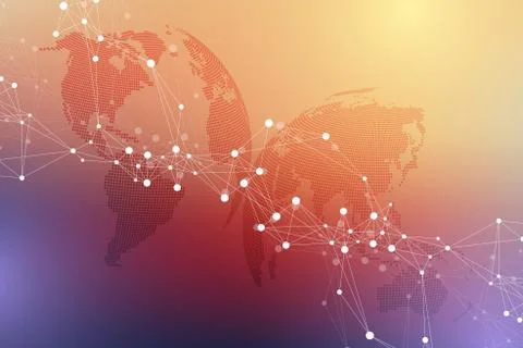 Virtual Graphic Background Communication with World Globe. A sense of science Stock Illustration
