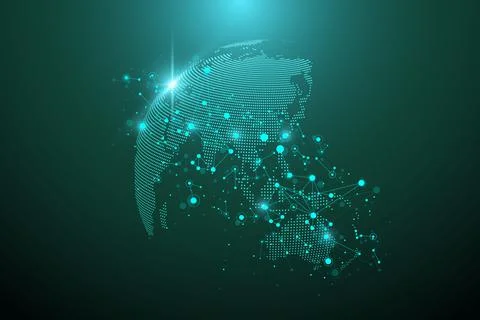Virtual Graphic Background Communication with World Globe. A sense of science 스톡 일러스트