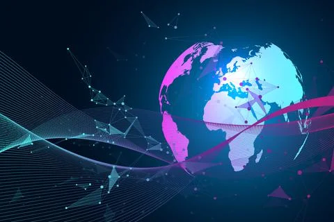 Virtual Graphic Background Communication with World Globe. A sense of science Stock Illustration