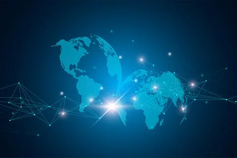 Virtual Graphic Background Communication with World Globe. A sense of science Stock Illustration