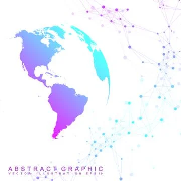 Virtual Graphic Background with World Globes. Global network. Digital data Stock Illustration