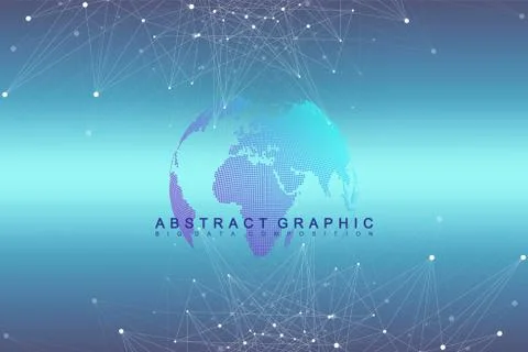 Virtual Graphic Background with World Globes. Global network. Digital data Stock Illustration