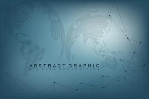 Virtual Graphic Background with World Globes. Global network. Digital data Stock Illustration