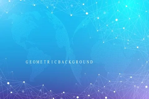 Virtual graphic background with world globes. Global network connection. Digital Stock Illustration