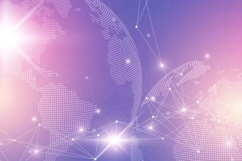 Virtual graphic background with world globes. Global network connection. Digital Stock Illustration
