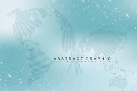 Virtual graphic background with world globes. Global network connection. Digital Stock Illustration